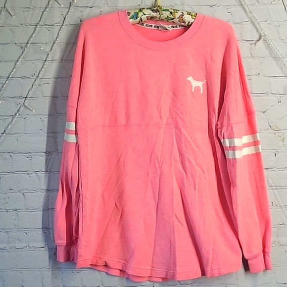 2013 Victoria's Secret PINK Oversized Logo Spellout Long Sleeve Tee Womens Sz M - Picture 2 of 16